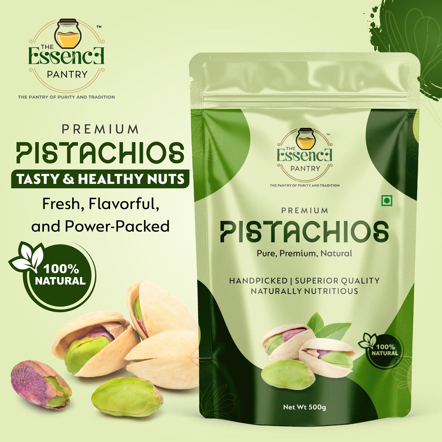 The Essence Pantry Premium Pistachios – 1kg, 500g, 250g | Roasted & Salted