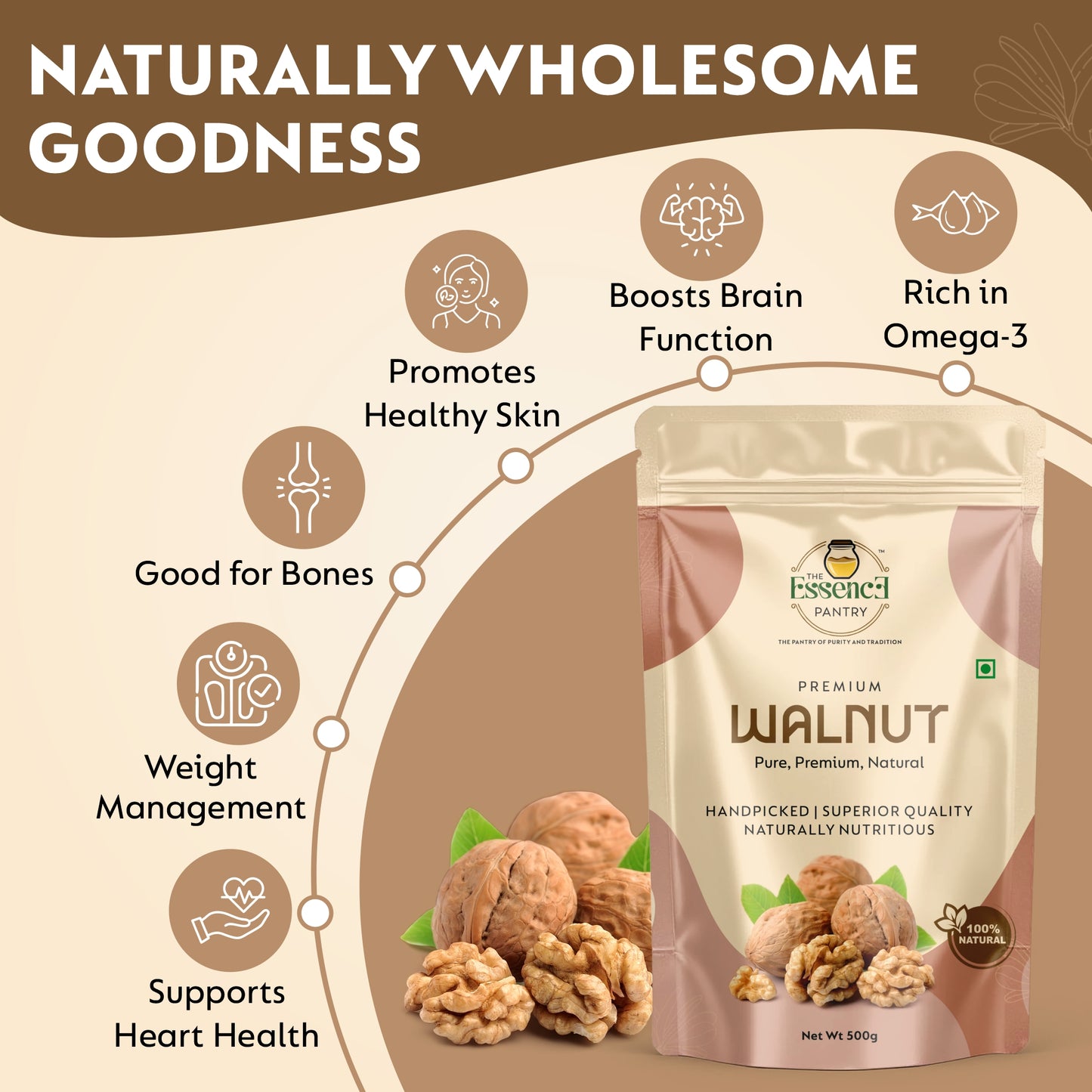 The Essence Pantry Walnut Kernels – 1kg, 500g, 250g | Brain Boosting Superfood