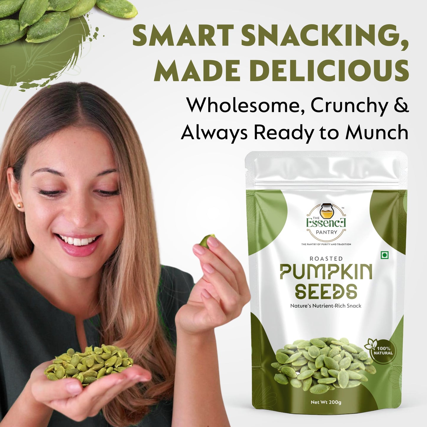 The Essence Pantry Raw Pumpkin Seeds – 1kg, 500g, 250g | High in Zinc & Protein