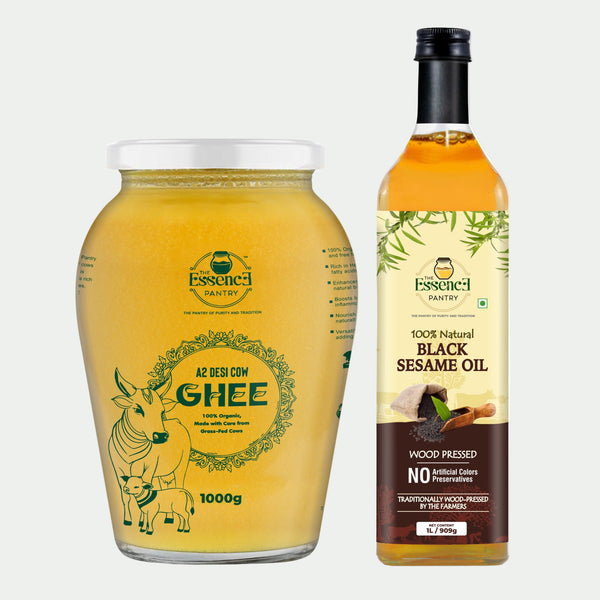 A2 Desi Cow Ghee 1000g + Black Sesame Oil Combo