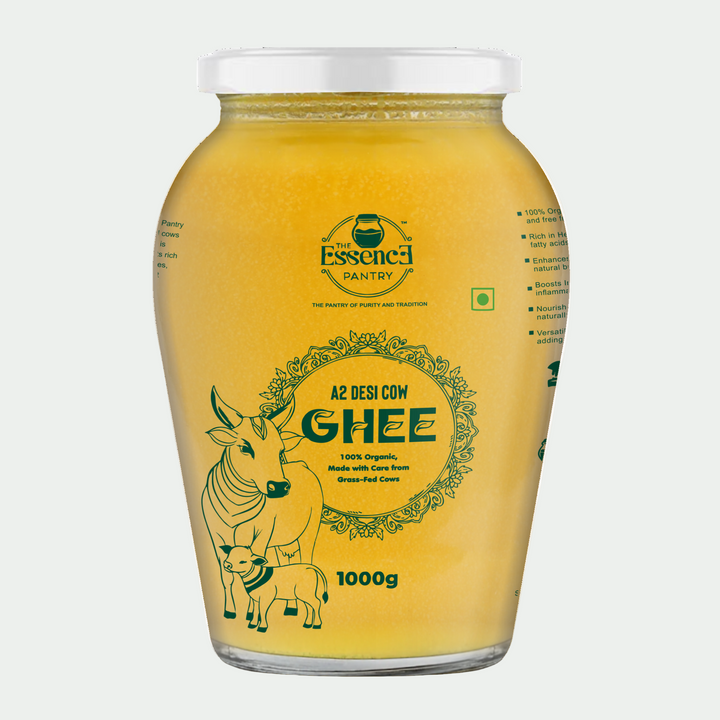 The Essence Pantry A2 Desi Cow Ghee bottle mockup