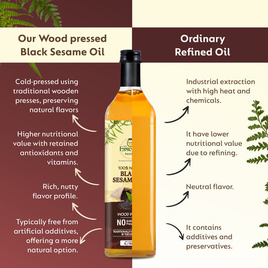 The Essence Pantry Wood Pressed Sesame Oil – 1000ml & 500ml Glass | 1000ml PET with Dispenser