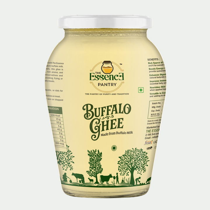 Buffalo Ghee product packaging The Essence Pantry