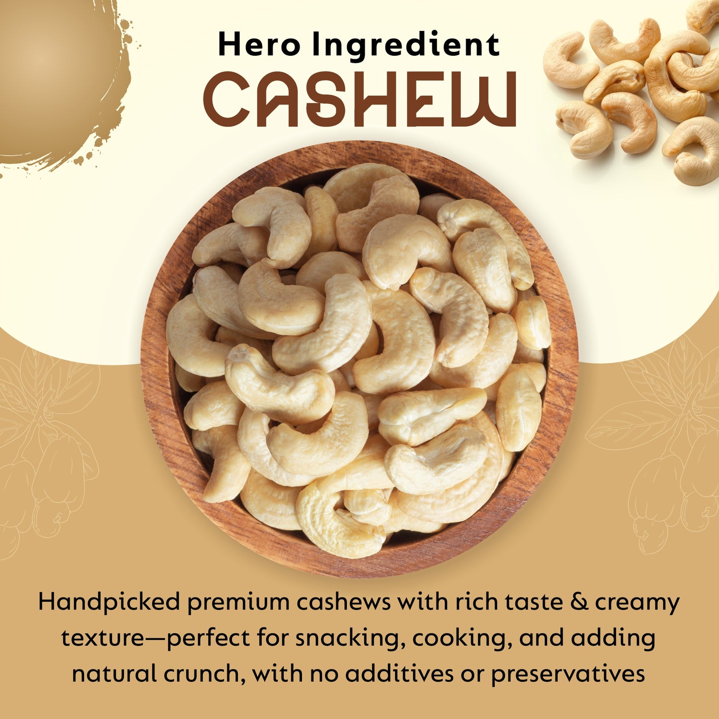 The Essence Pantry Whole Cashew Nuts – 1kg, 500g, 250g | Premium Grade W320