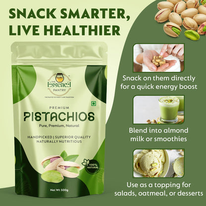 The Essence Pantry Premium Pistachios – 1kg, 500g, 250g | Roasted & Salted