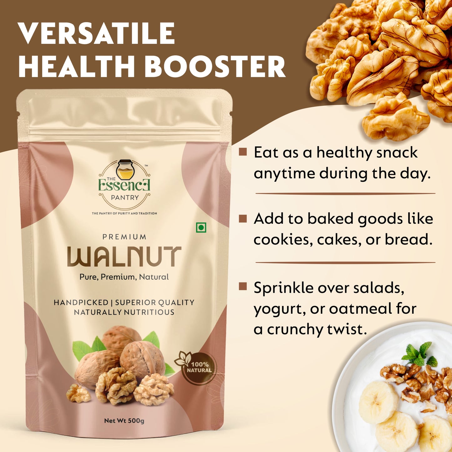 The Essence Pantry Walnut Kernels – 1kg, 500g, 250g | Brain Boosting Superfood