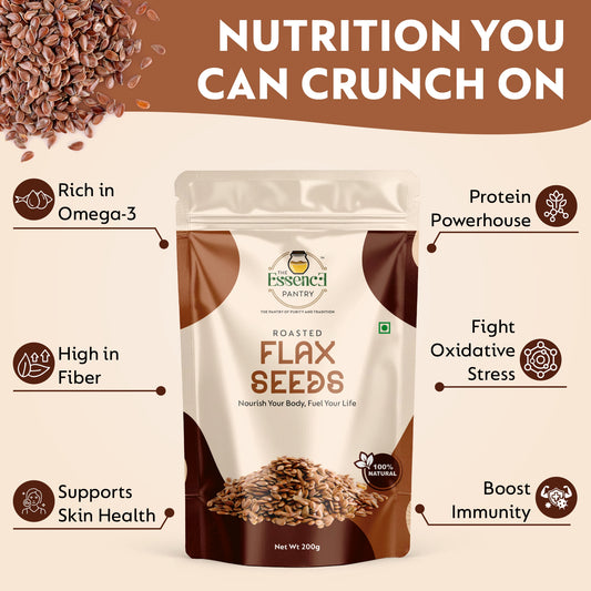 The Essence Pantry Roasted Flax Seeds – 1kg, 500g, 250g | Omega-3 Rich Superfood