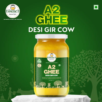 The Essence Pantry A2 Gir Cow Ghee – 500ml & 1000ml Glass Jar | Traditional Bilona Method | Organic & Grass-Fed
