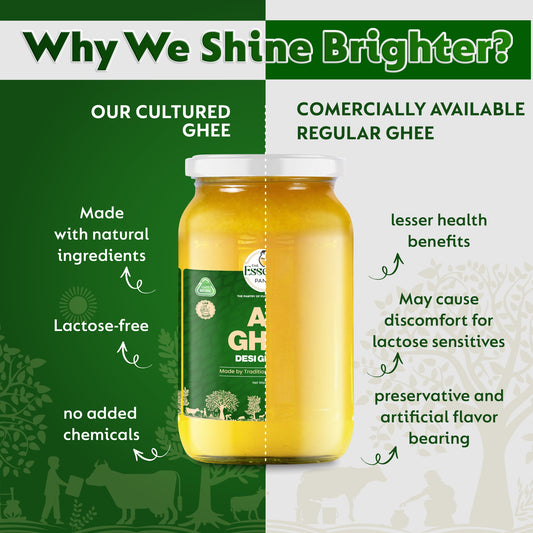 The Essence Pantry A2 Gir Cow Ghee – 500ml & 1000ml Glass Jar | Traditional Bilona Method | Organic & Grass-Fed